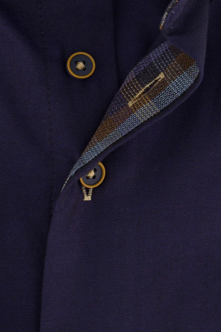 Portofino overhemd donkerblauw borstzak effen