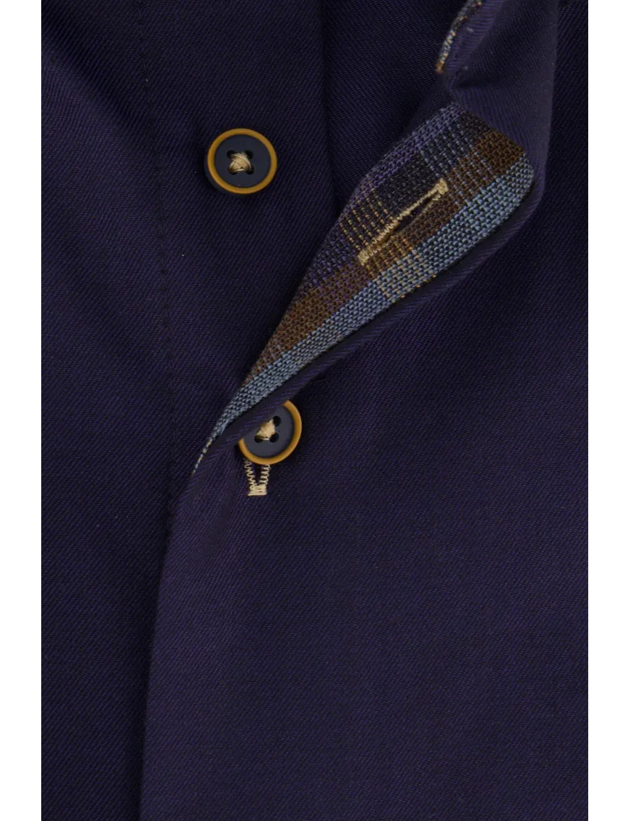 Portofino overhemd donkerblauw borstzak effen