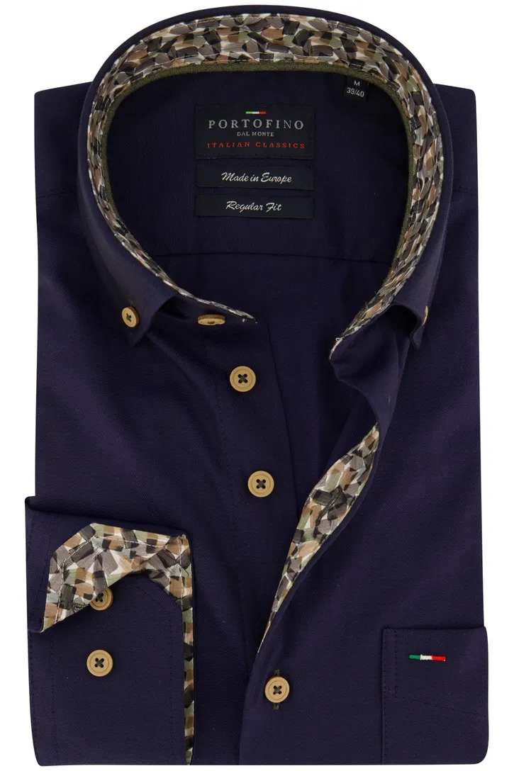 Portofino overhemd navy gestreept button-down