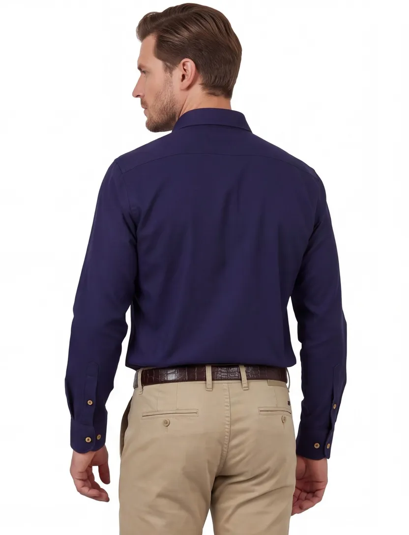 Portofino overhemd navy gestreept button-down