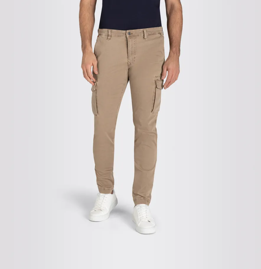 Mac Pantalon cargo effen beige katoen normale fit