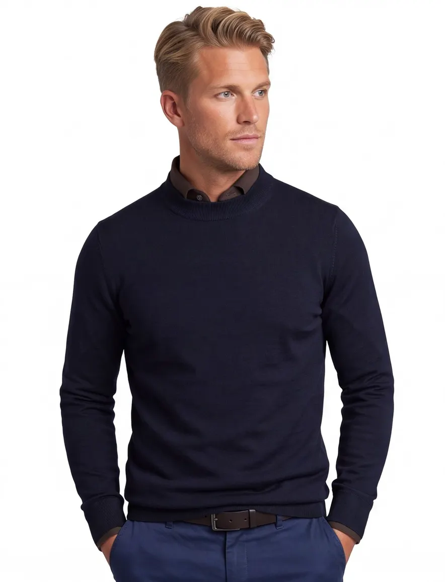 trui extra lange mouwlengte donkerblauw Portofino