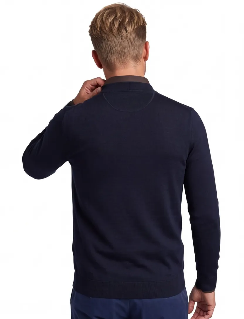 trui extra lange mouwlengte Portofino donkerblauw effen