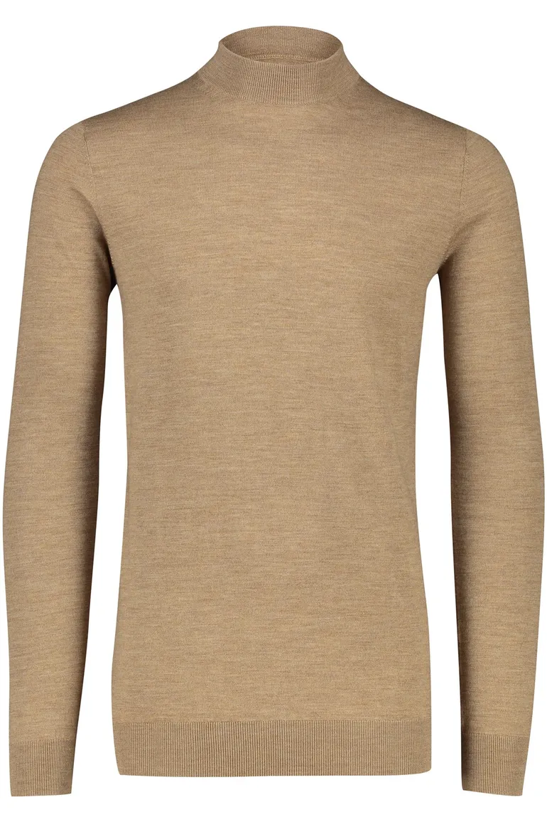 Portofino trui extra lang turtleneck bruin merinowol
