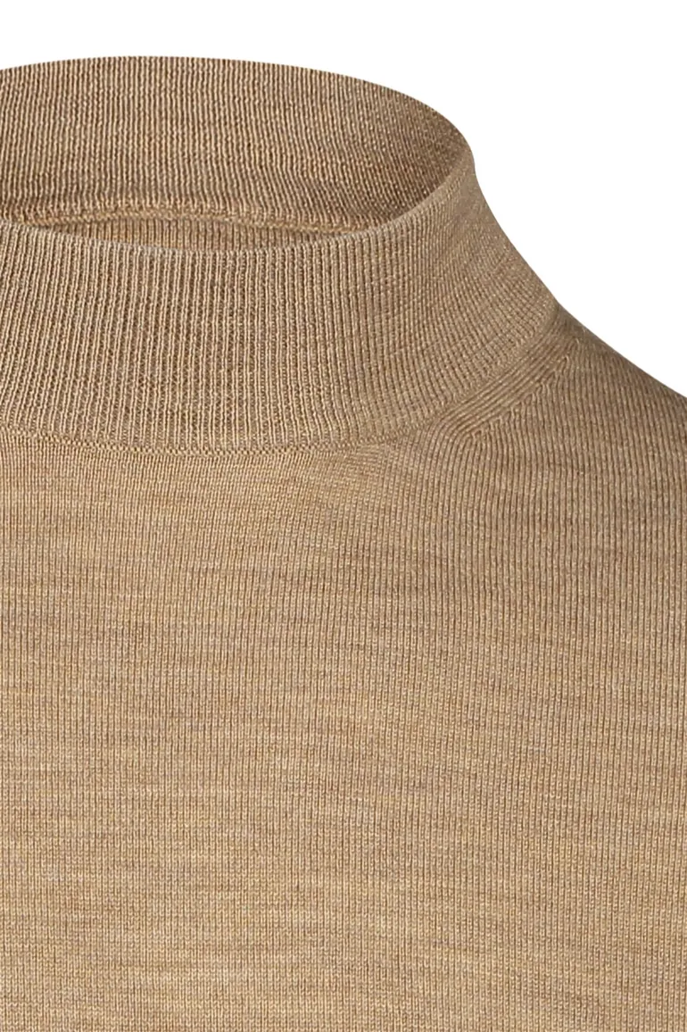 Portofino trui extra lang turtleneck bruin merinowol