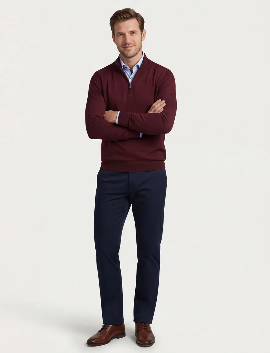 Portofino trui effen bordeaux normale fit