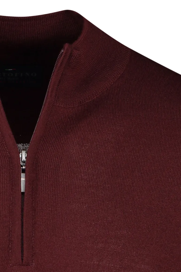 Portofino trui effen bordeaux normale fit