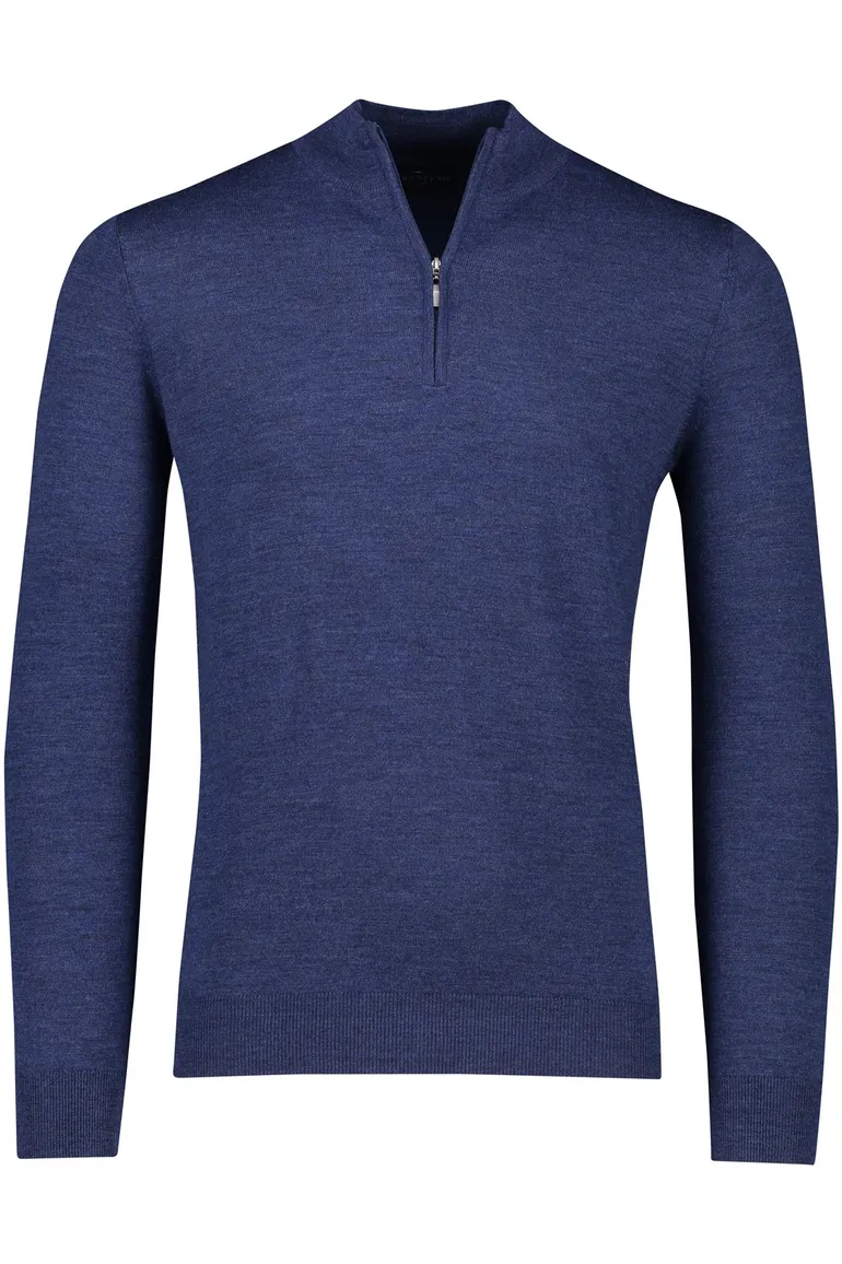 Portofino trui gemeleerd donkerblauw half zip