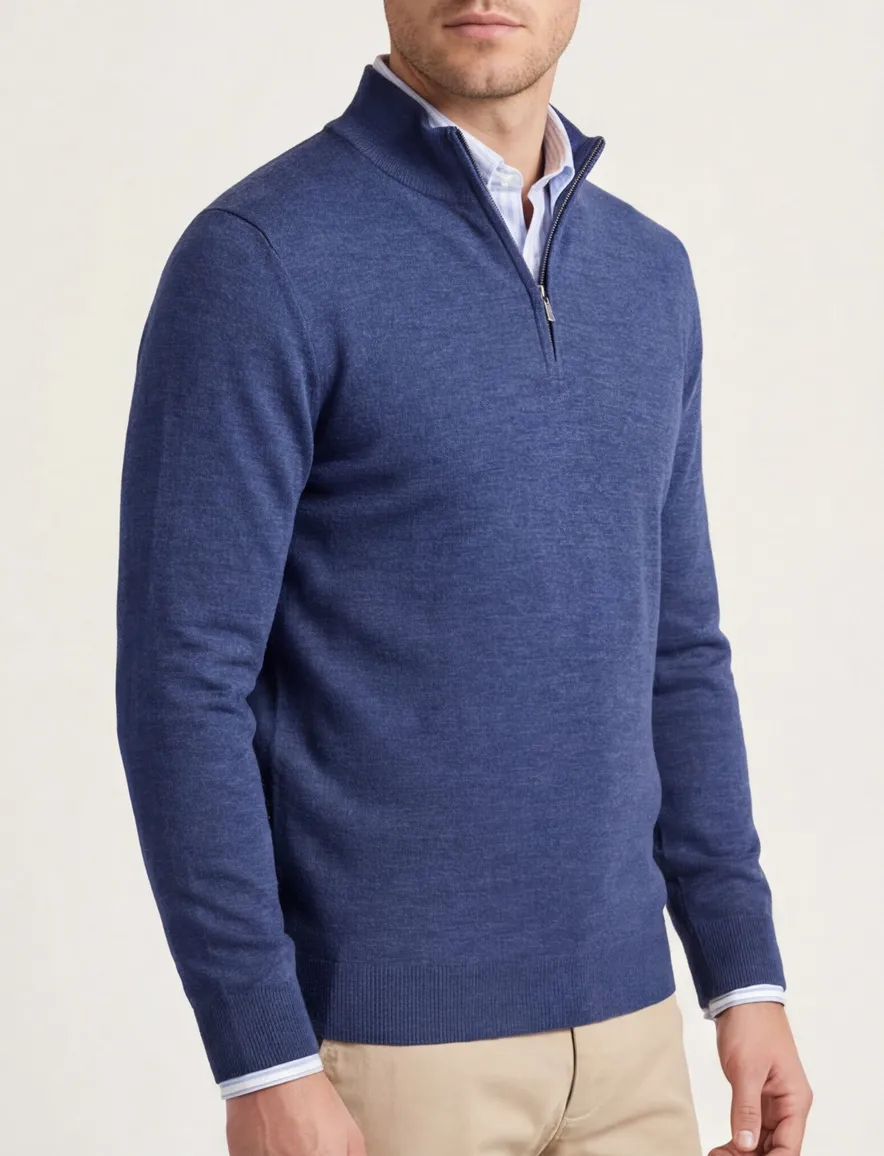 Portofino trui gemeleerd donkerblauw half zip