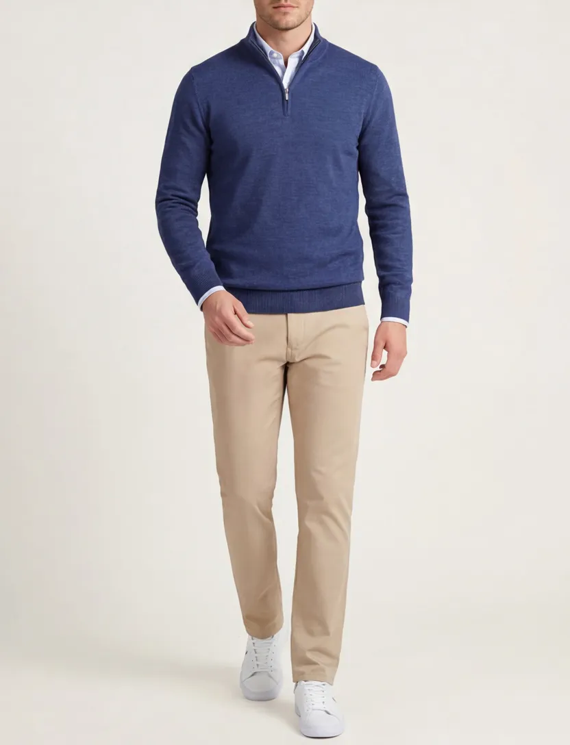 trui Portofino donkerblauw normale fit gemeleerd