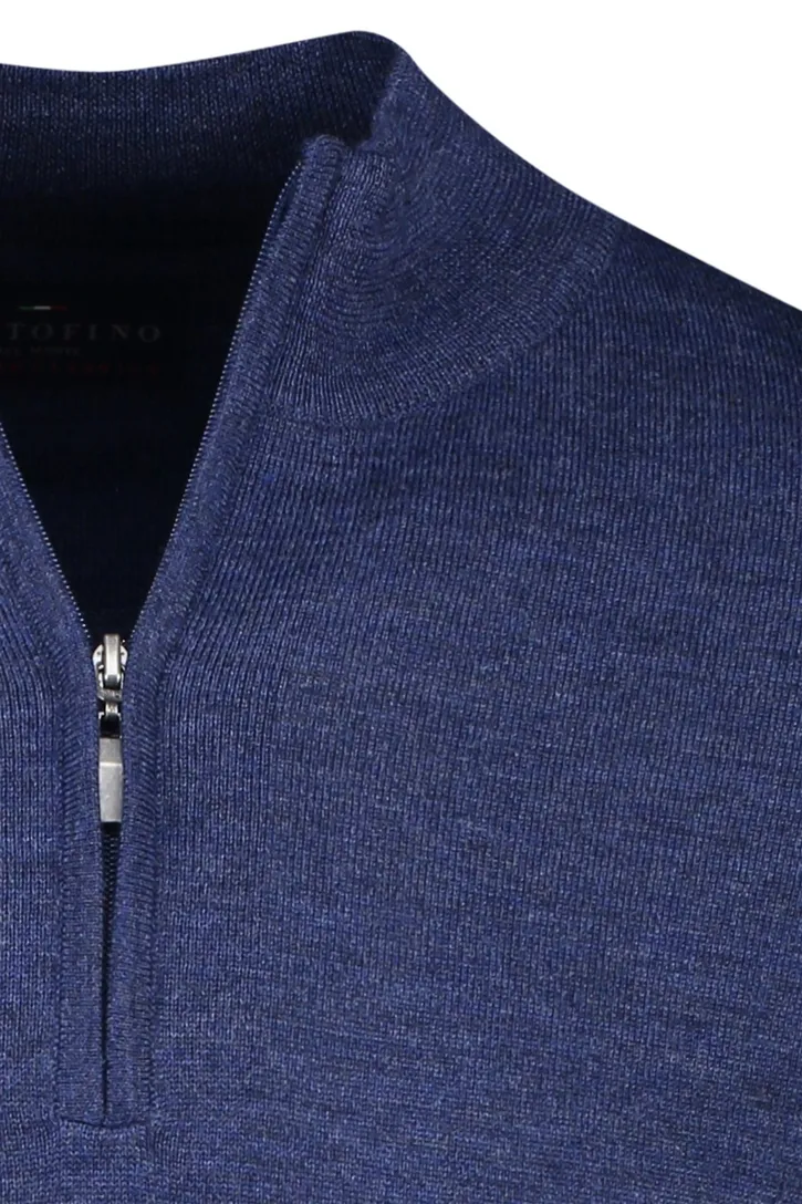 trui Portofino donkerblauw normale fit gemeleerd