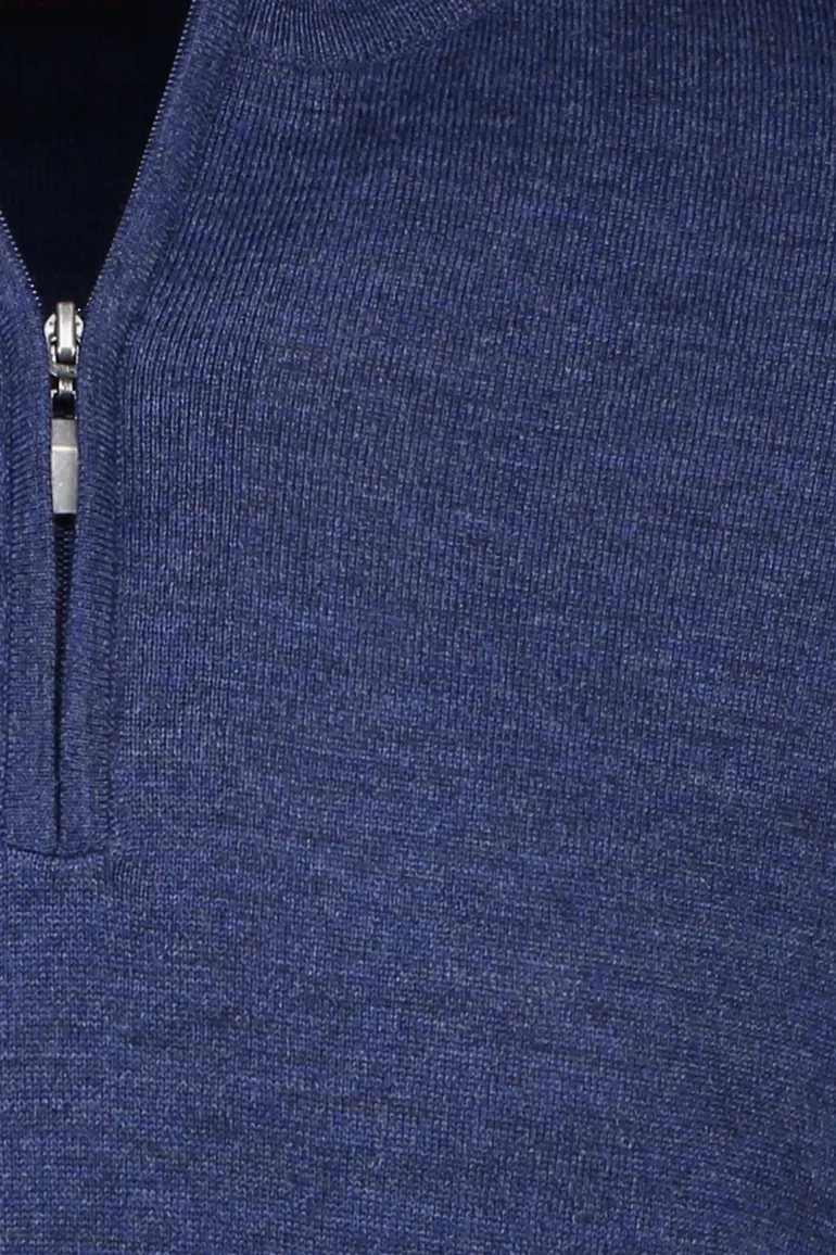Portofino trui gemeleerd donkerblauw half zip