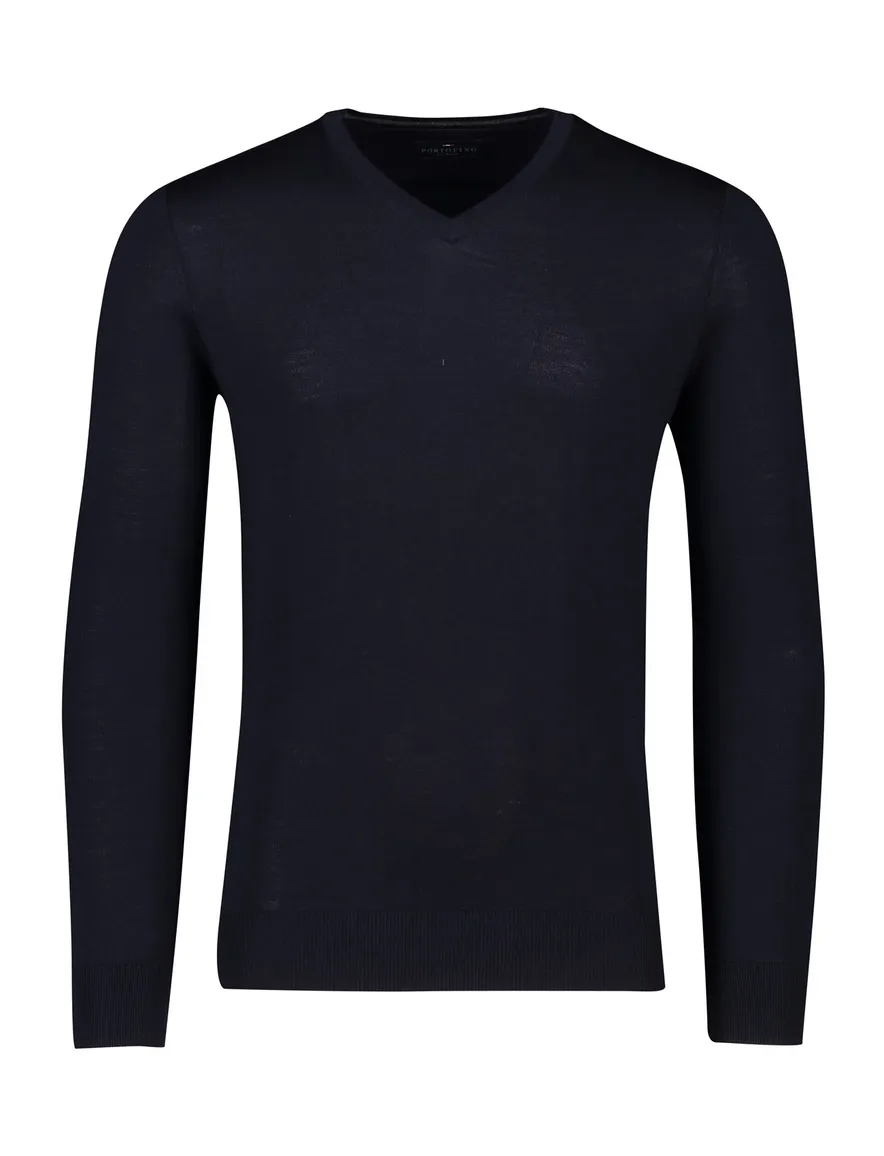 Portofino trui donkerblauw merinowol