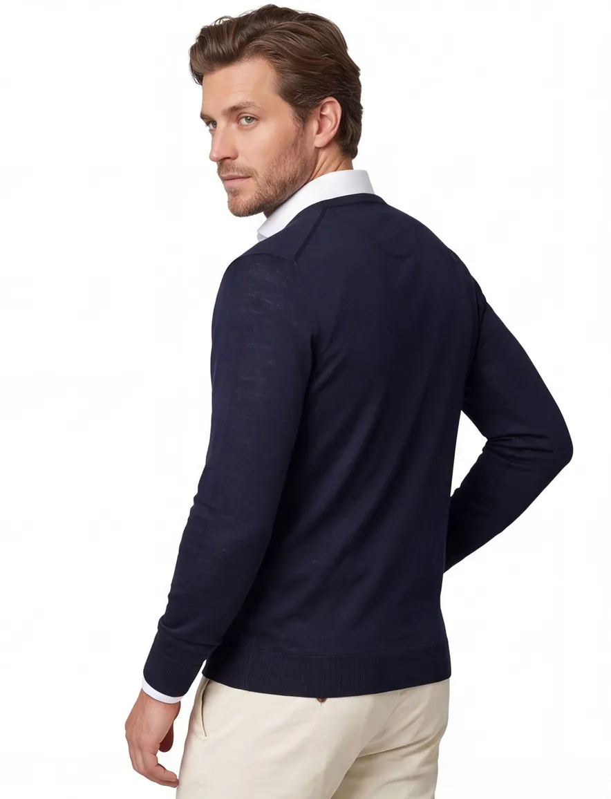 Portofino trui donkerblauw merinowol