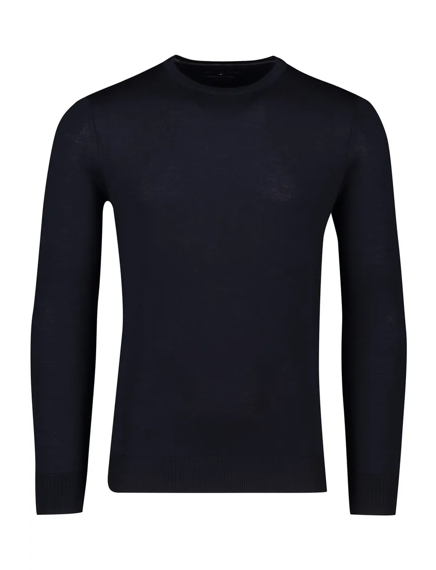 Portofino trui regular fit donkerblauw merinowol