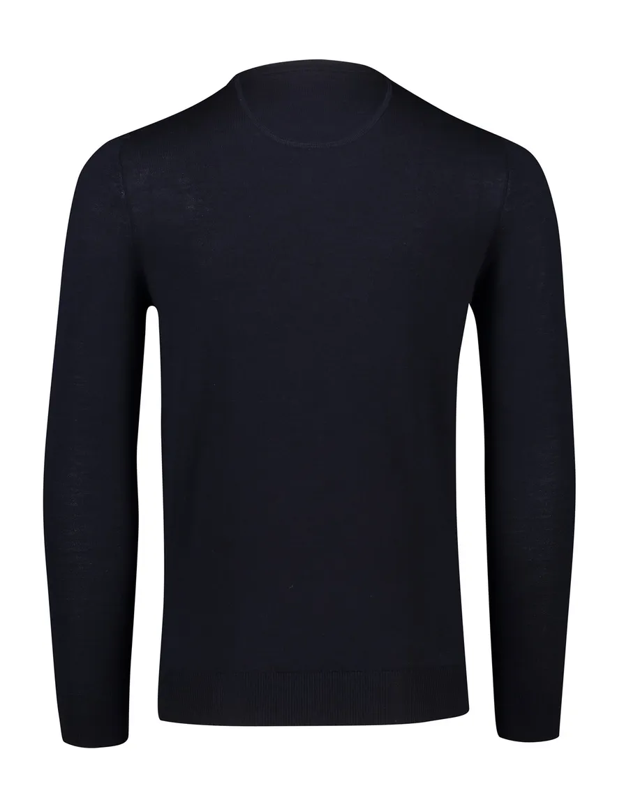 Portofino trui regular fit donkerblauw merinowol