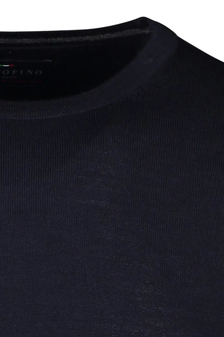 Portofino trui regular fit donkerblauw merinowol