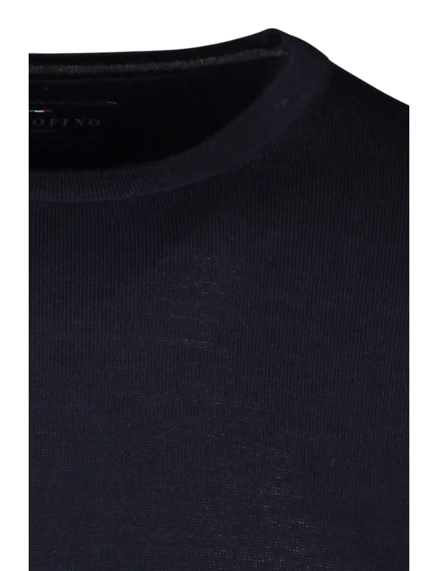 Portofino trui regular fit donkerblauw merinowol