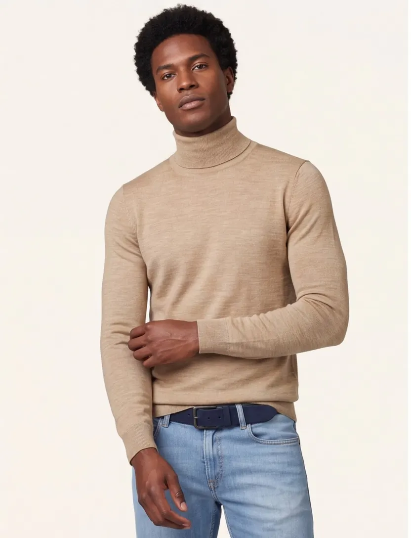 coltrui Portofino effen beige gemeleerd slim fit