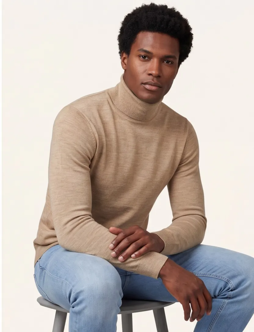 coltrui Portofino effen beige gemeleerd slim fit