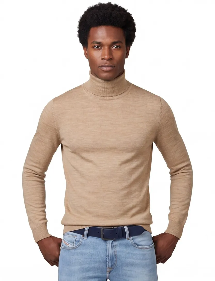coltrui Portofino effen beige gemeleerd slim fit