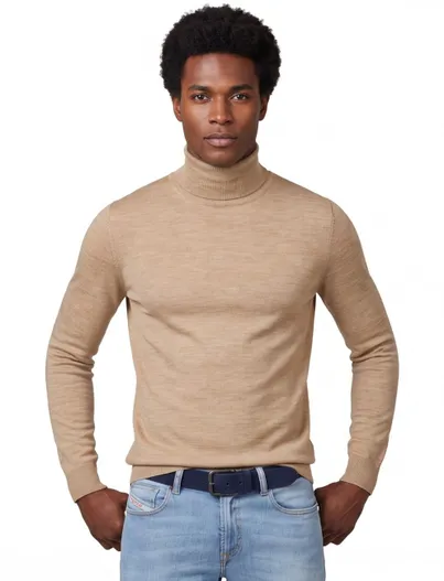Portofino Portofino coltrui effen beige gemeleerd slim fit