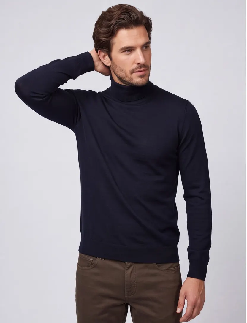 coltrui extra lange mouw Portofino donkerblauw merinowol