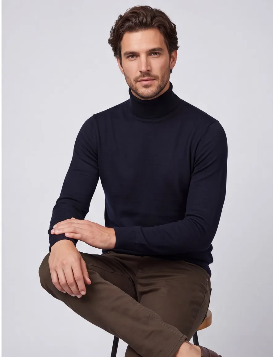 trui extra lange mouwlengte donkerblauw Portofino