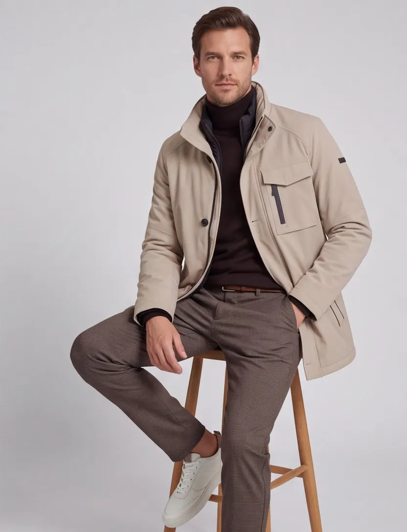 Winterjas Bugatti beige waterdicht