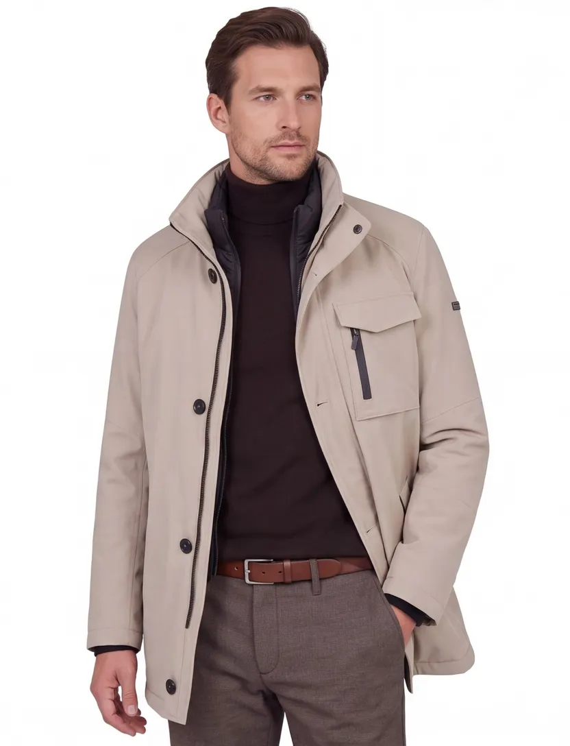 Winterjas Bugatti beige waterdicht