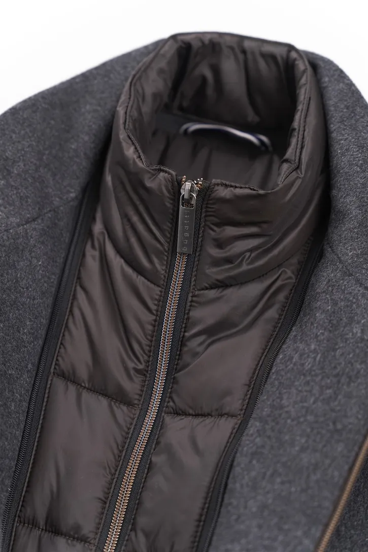 Bugatti winterjas antraciet wolmix effen