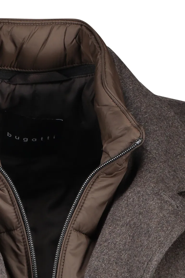 Bugatti winterjas bruin gemêleerd wol
