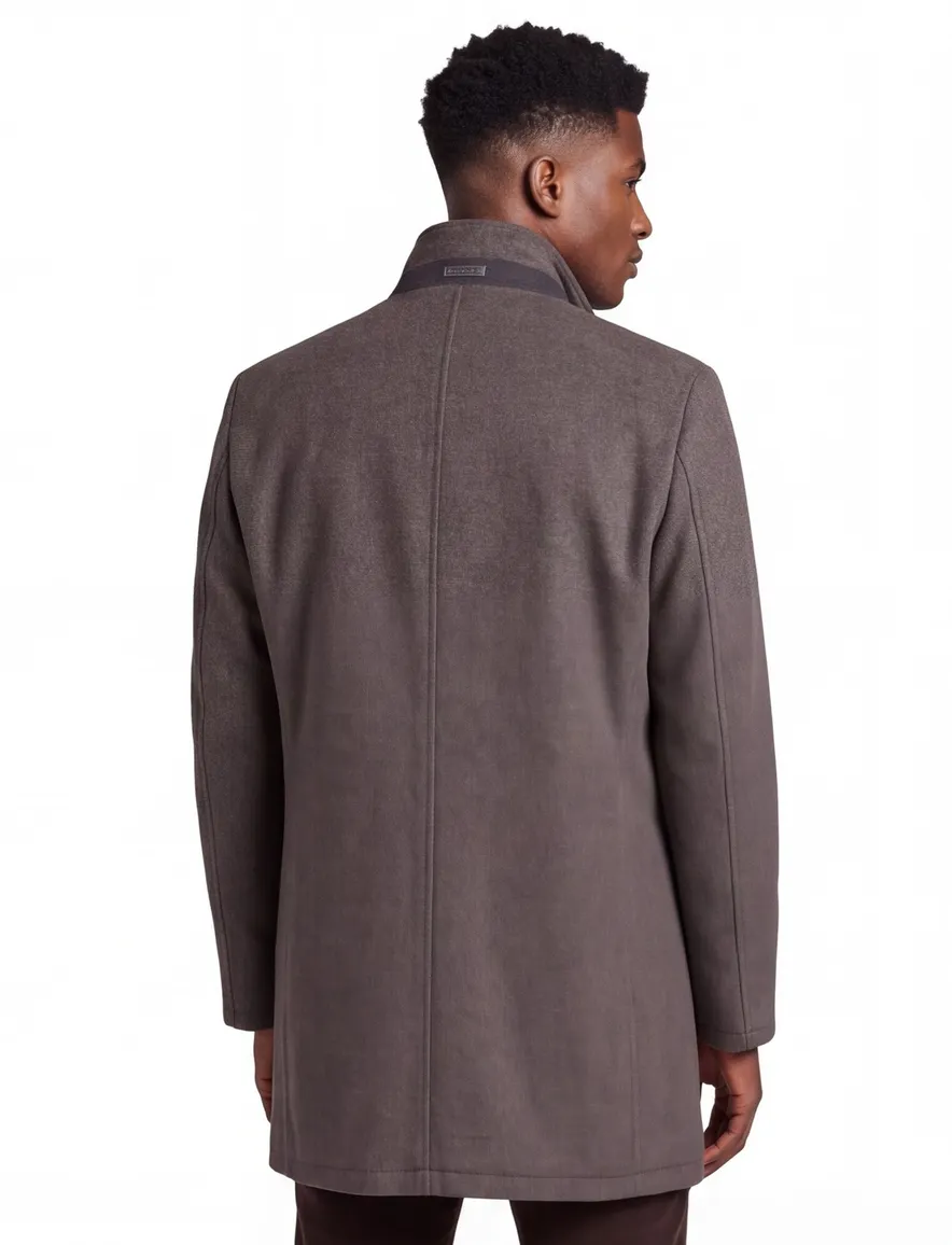 winterjas Bugatti bruin normale fit polyester, wol gemêleerd rits + knoop