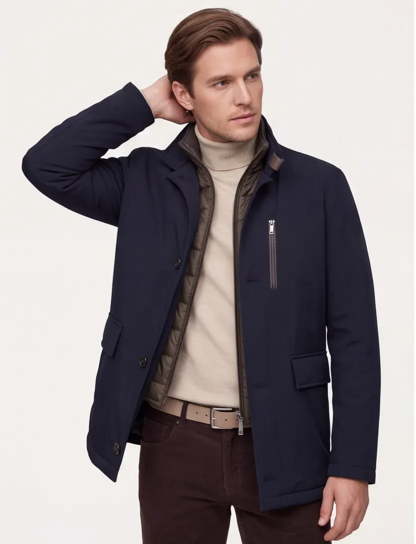 Bugatti parka donkerblauwn effen