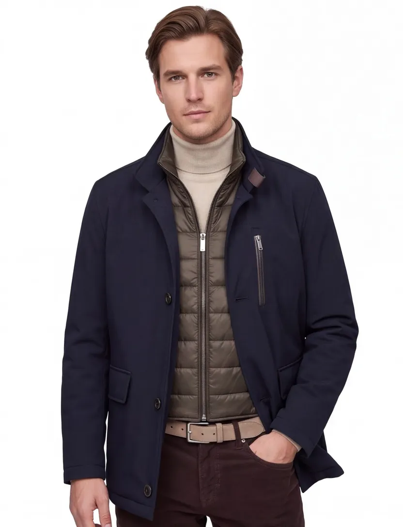 Bugatti parka donkerblauwn effen