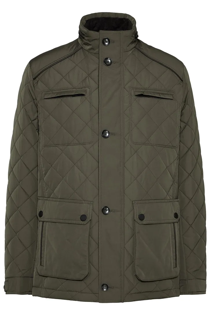 winterjas Bugatti groen capuchon in kraag