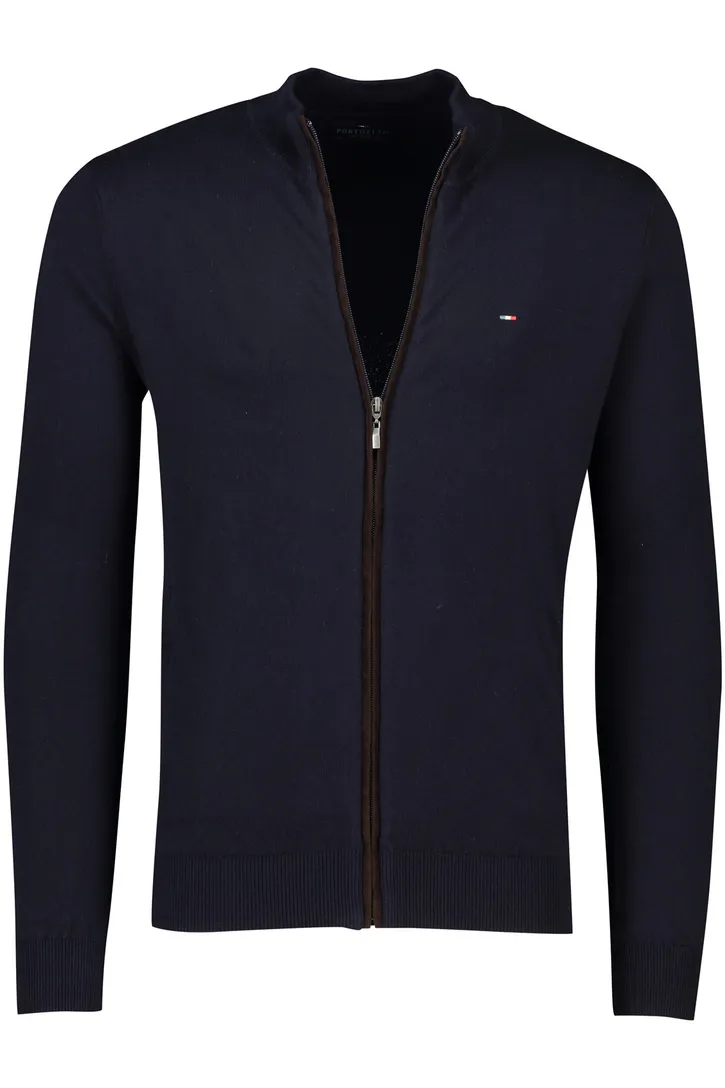 vest Portofino donkerblauw merinowol