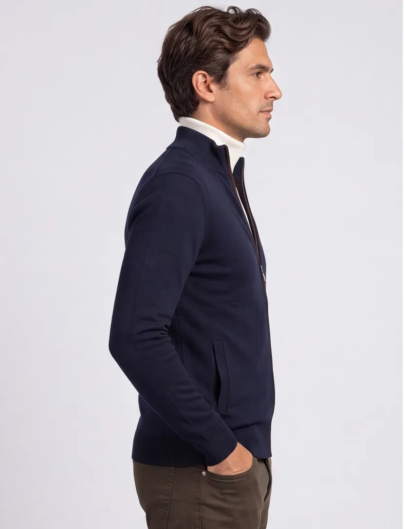 vest Portofino donkerblauw merinowol