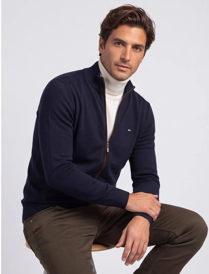 vest Portofino donkerblauw merinowol