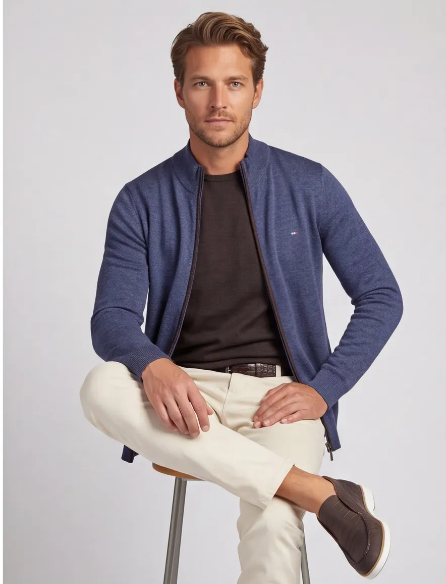 blauw vest Portofino gemeleerd