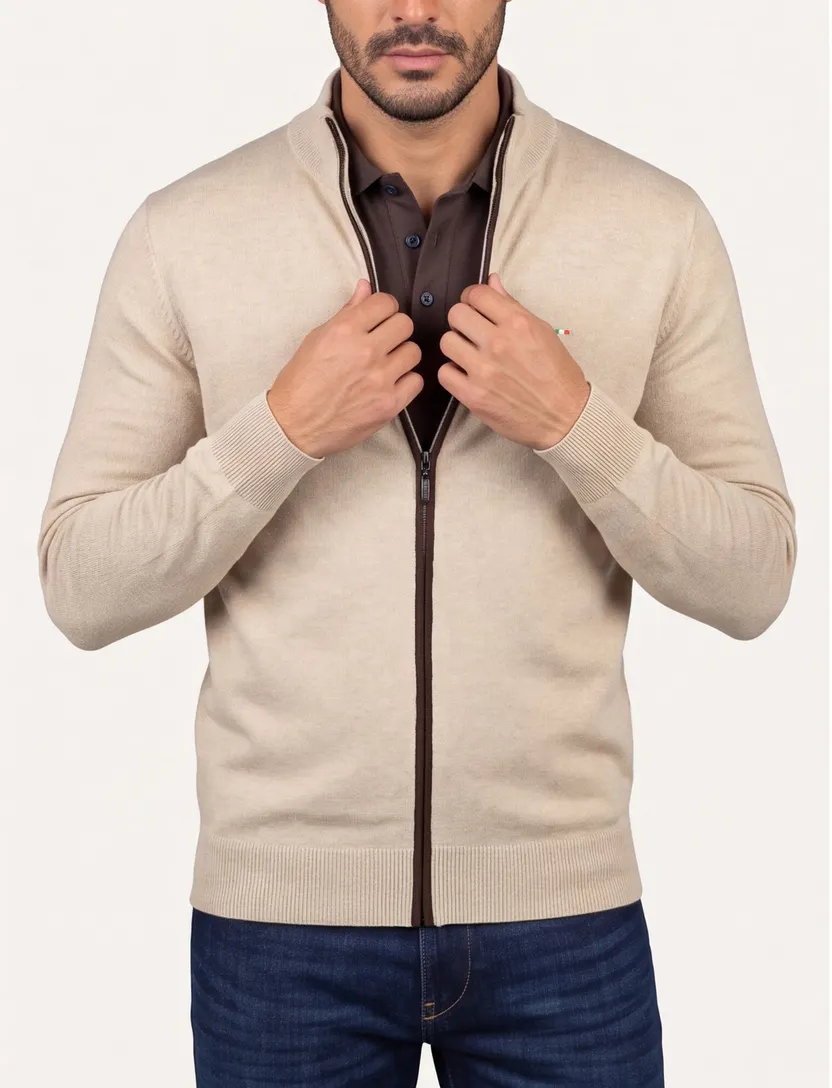 Portofino vest beige katoen en kasjmier