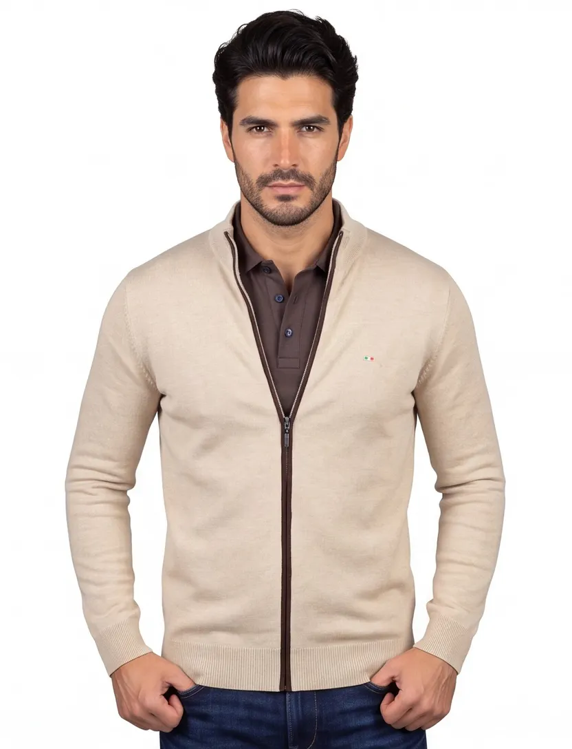 Portofino vest beige katoen en kasjmier