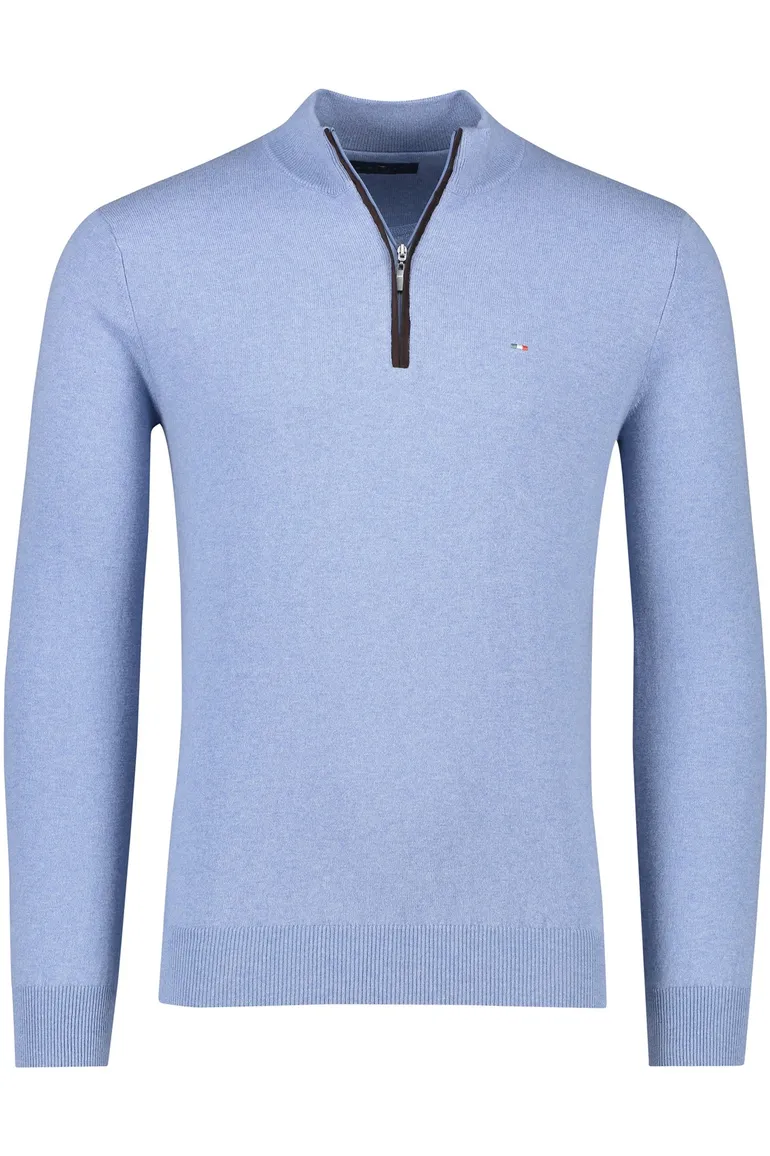 Portofino trui gemeleerd blauw katoen normale fit