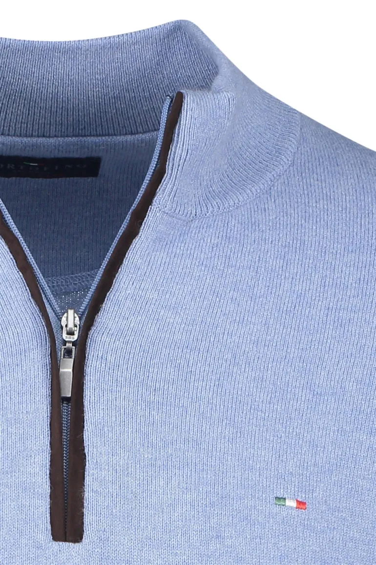 Portofino trui gemeleerd blauw katoen normale fit
