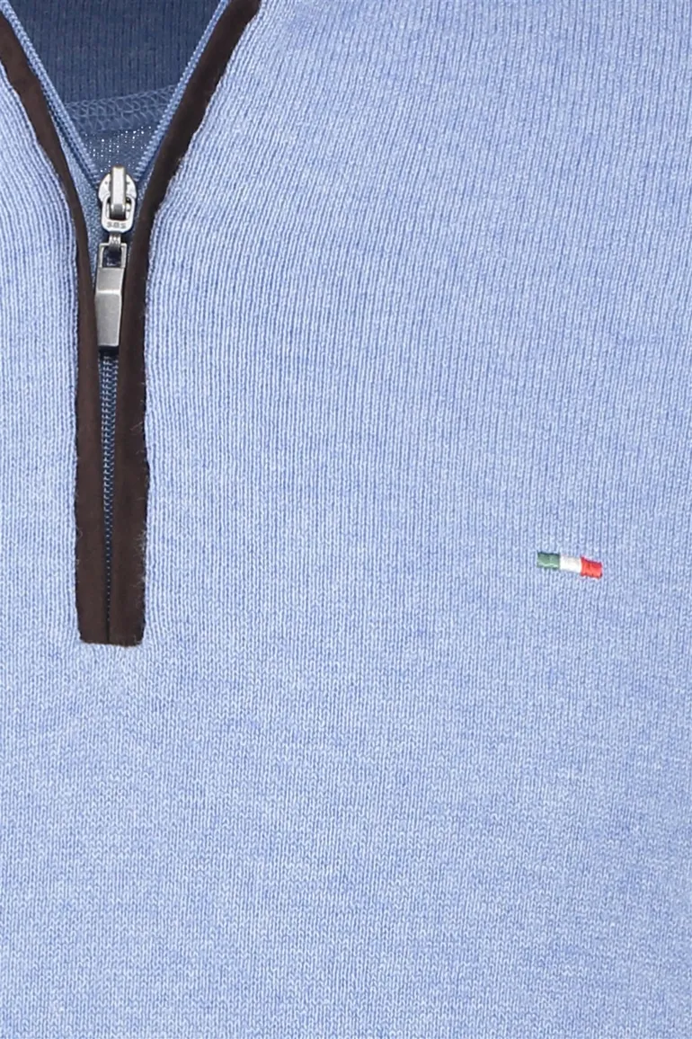 Portofino trui gemeleerd blauw katoen normale fit
