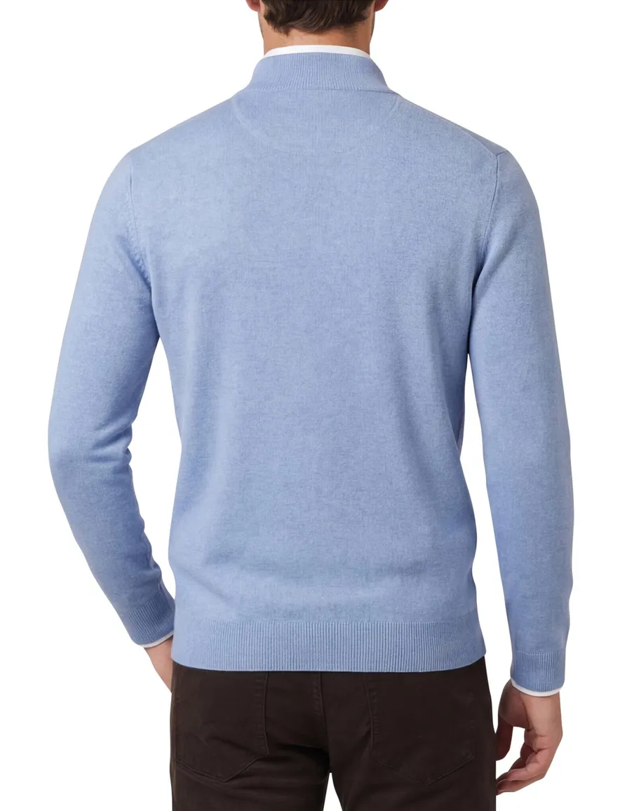 Portofino trui gemeleerd blauw katoen normale fit