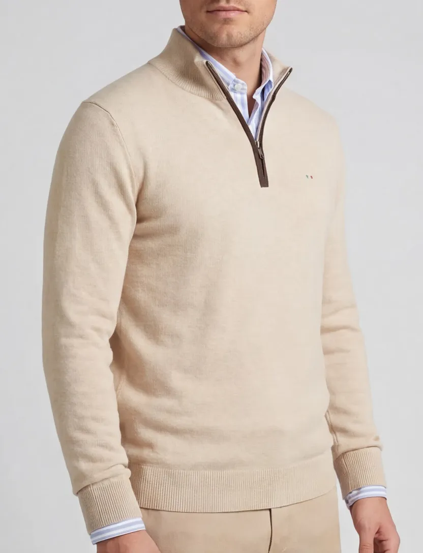 katoenen trui Portofino beige normale fit