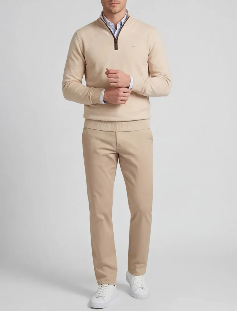 katoenen trui Portofino beige normale fit