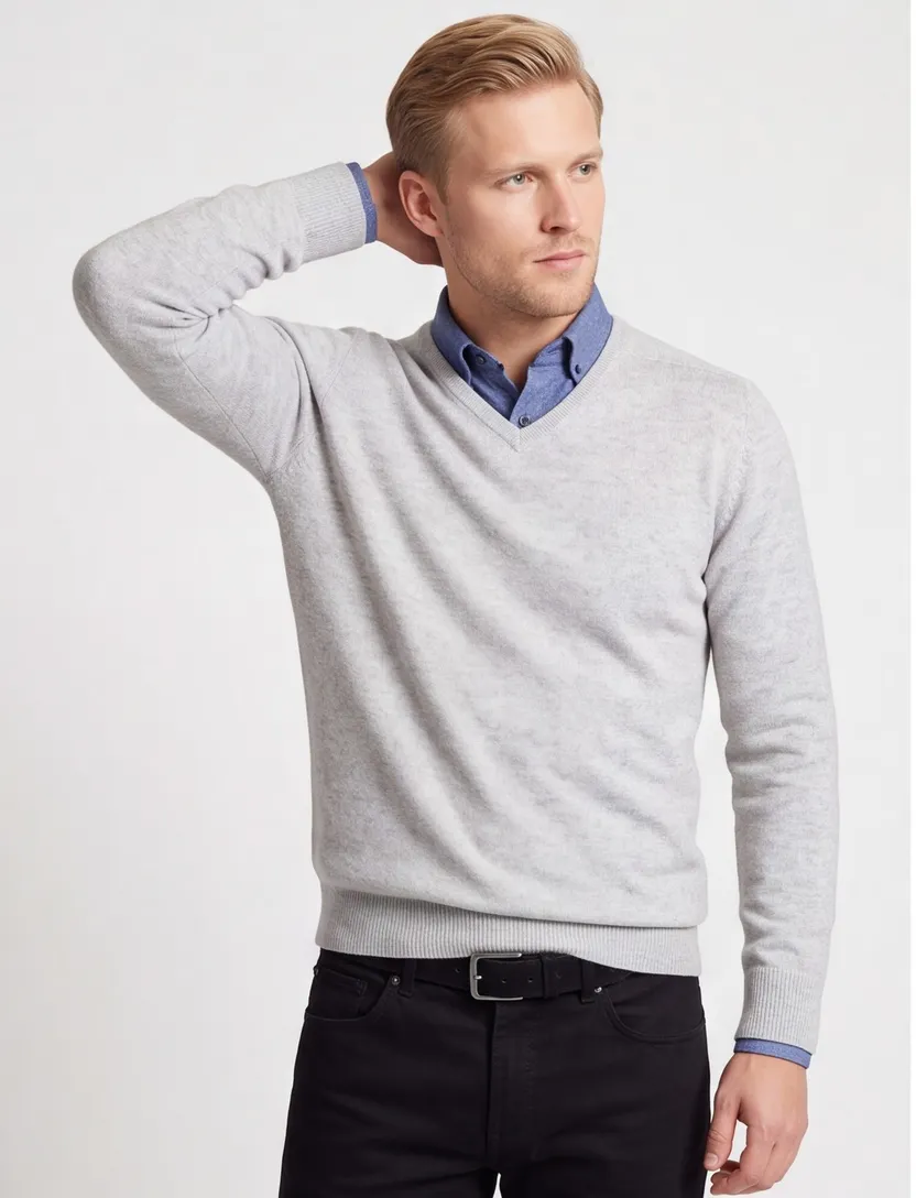 trui William Lockie grijs wijde fit