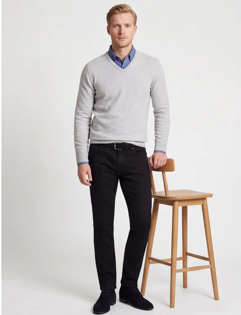 trui William Lockie grijs wijde fit